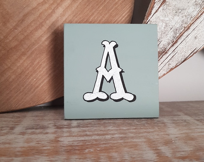 personalised letter blocks, initials, wooden letters, monograms, letter A,  10cm square, hand painted