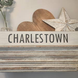 SALE - 60cm Wooden sign, painted sign, fun decor -  CHARLESTOWN