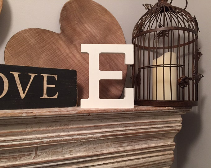 Wooden Letter E – Personalised Name Letter – Nursery Decoration Ideas – Rustic Room Décor – Rockwell Style E – Decorative Wooden Sign - 15cm