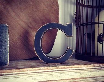 Handmade Wooden Letter C: Rustic Nursery Decor (15cm)