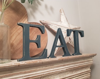 Set of 3 - Wooden painted letters, EAT - Times Font - various finishes, standing - Set of 3 - 15cm