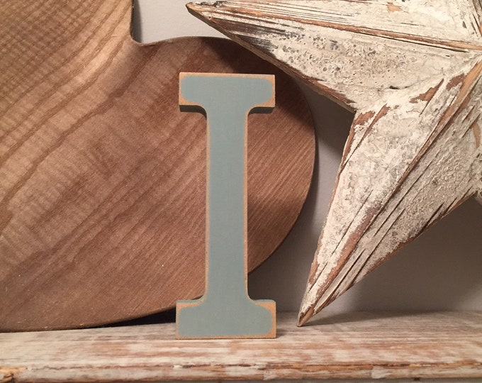 Wooden Letter I – Personalised Name Letter – Nursery Decoration Ideas – Rustic Room Décor – Rockwell Style I – Decorative Wooden Sign - 15cm