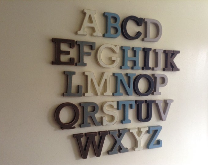 Full Wooden Alphabet - Hand Painted Wooden Letters Set - 26 letters - 10cm high