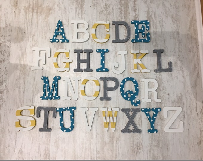 Full Wooden Alphabet - Hand Painted Wooden Letters Set - 26 letters - 12cm high, Typewriter font, any colours