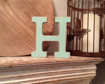 Wooden Letter H – Personalised Name Letter – Nursery Decoration Ideas – Rustic Room Décor – Rockwell Style – Decorative Wooden Sign - 15cm