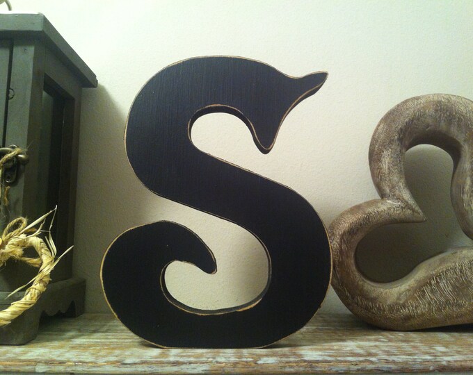 Wooden Letter 'S' - 30cm - Victorian Font - various finishes, standing