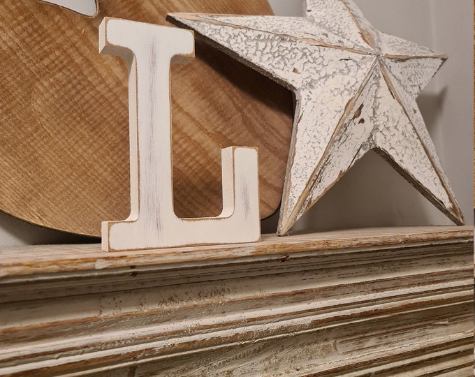 Hand-painted Wooden Letter L - Freestanding - Rockwell Font - Various sizes, finishes and colours - 15cm