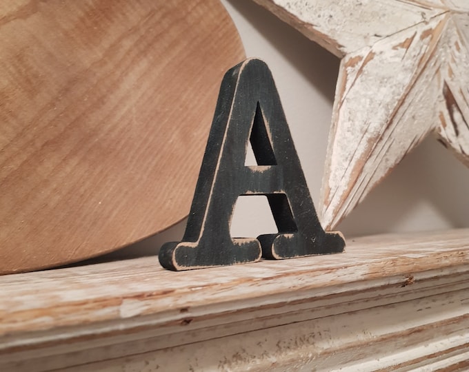 Wooden Letter A – Personalised Name Letter – Nursery Decoration Ideas – Rustic Room Décor – Type Style A – Decorative Wooden Sign - 20cm