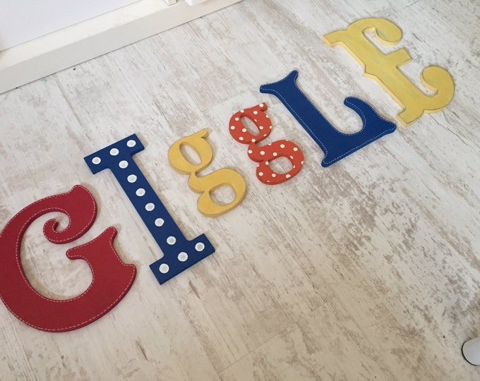 Wooden Letters GIGGLE, Play Room Decor, Kid's Room, Nursery - wall letters