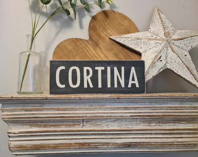 Personalized Sign, CORTINA, Ski Resort Name Gift, Traveller Wooden Sign Boards for Home Decor, Housewarming and Wedding Present Idea