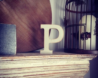 Wooden Letter P – Personalised Name Letter – Nursery Decoration Ideas – Rustic Room Décor – Rockwell Style – Decorative Wooden Sign - 25cm