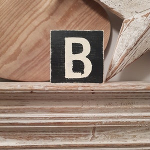 wooden sign, vintage style, personalised letter blocks, initials, wooden letters, monograms, letter B,  10cm square, hand painted