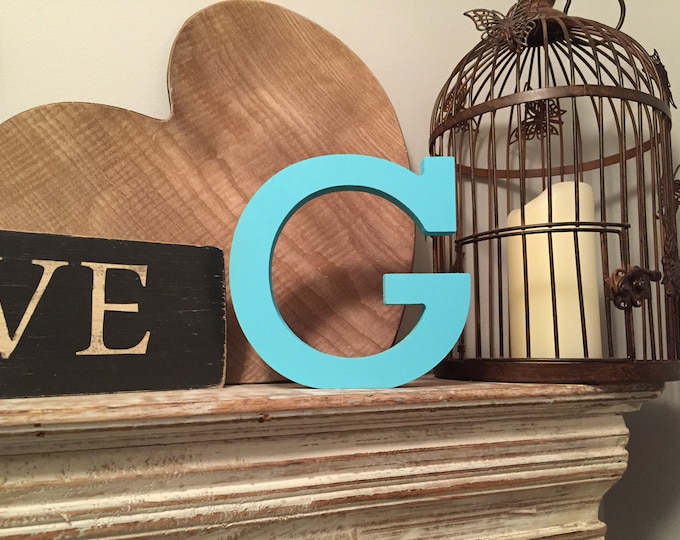 Wooden Letter 'G' - 20cm- Rockwell Font - various finishes, standing