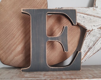 Wooden Letter E – Personalised Name Letter – Nursery Decoration Ideas – Rustic Room Décor – Georgian Bold E – Decorative Wooden Sign - 30cm