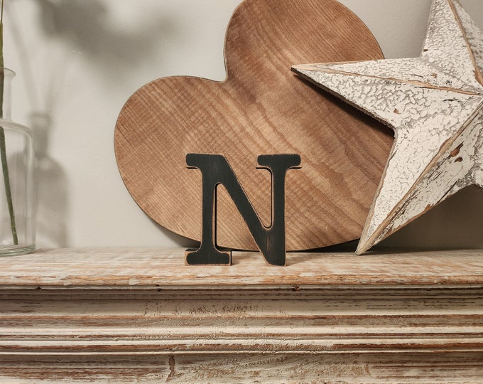 Wooden Letter N -  20cm - Rockwell Font - various finishes, standing