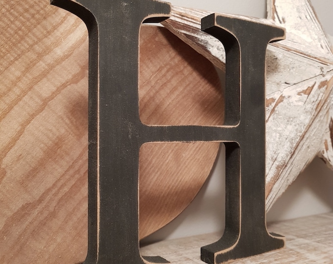 Wooden Letter 'H' -  25cm - Georgian Font - various finishes, standing