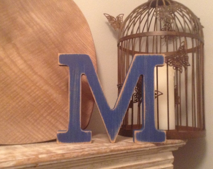 Wooden Letter M – Personalised Name Letter – Nursery Decoration Ideas – Rustic Room Décor – Rockwell Style – Decorative Wooden Sign - 15cm