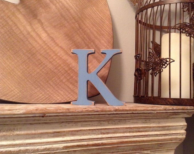 Painted Wooden Letters 'K' -  25cm x 18mm - Georgian Font - various finishes, standing, Decorative Letters