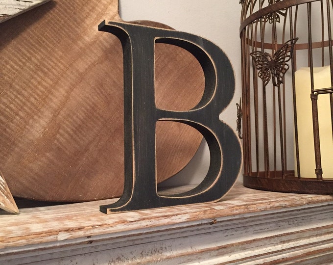 Wooden Letter 'B' -  15cm x 18mm - Georgian Font - various finishes, standing