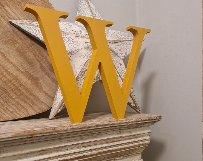 Painted Wooden Letter 'W' -  10cm - Georgian Font - various finishes, free-standing