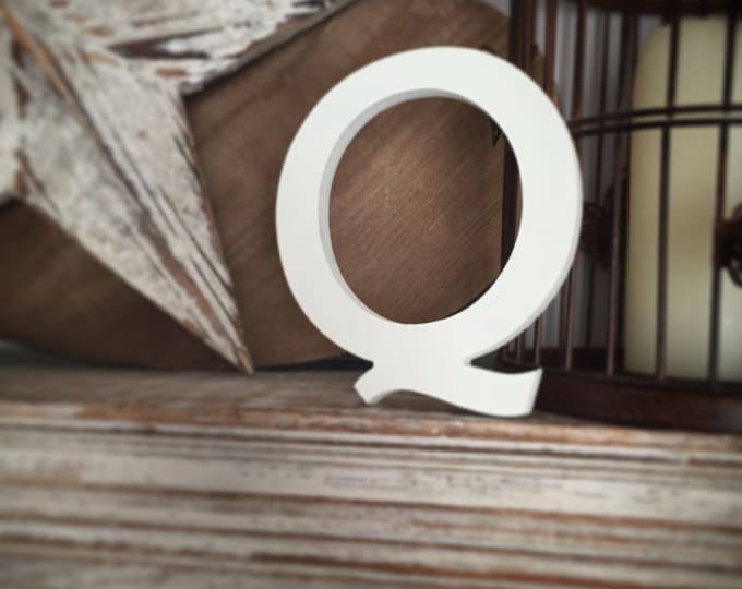 Wooden Letter 'Q' - 20cm- Rockwell Font - various finishes, standing