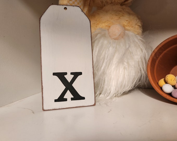 Wooden Gift Tag, Giant, MDF, Stocking Tag, Custom, Personalised, Letter Tag, Hand Lettered, 16cm, letter x