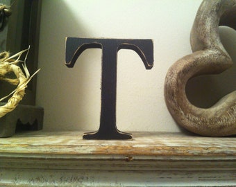 Wooden Letter T - 30cm x 18mm, Freestanding - Georgian Font - Various sizes, finishes and colours