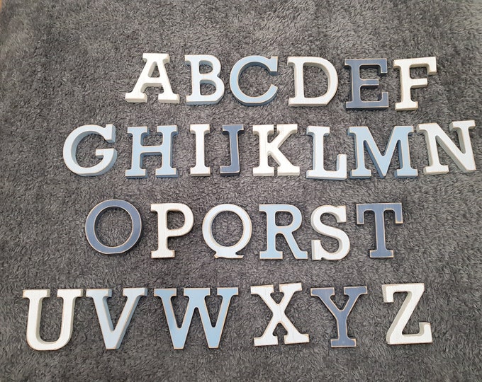 Hand painted Wooden Alphabet - Set of 26 letters, 12cm high