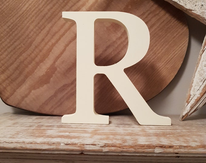 Wooden Letter R - 20cm x 18mm, Freestanding - Georgian Font - Various sizes, finishes and colours