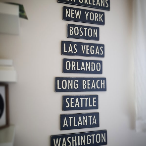 Personalized Sign, Custom City, State, Country Name Gift, Traveller Wooden Sign Boards for Home Decor, Housewarming and Wedding Present Idea