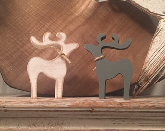 Pair of Standing Reindeer, Small, 10cm high, other sizes available, any colour, distressed, rustic, Price is for a pair