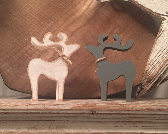 Pair of Standing Reindeer, Large, 20cm high, other sizes available, any colour, distressed, rustic, Price is for a pair