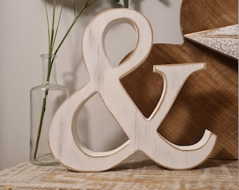 Wooden Letter '&' -  30cm x 18mm - Roman Font - various finishes, standing