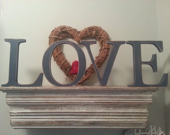 Set of 4 - Hand-painted Freestanding Letters, LOVE - Photo Props - 15cm
