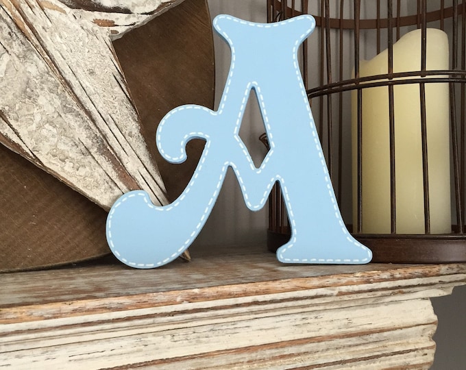 Wooden Letter A – Personalised Name Letter – Nursery Decoration Ideas – Rustic Room Décor – Victorian Style – Decorative Wooden Sign - 25cm