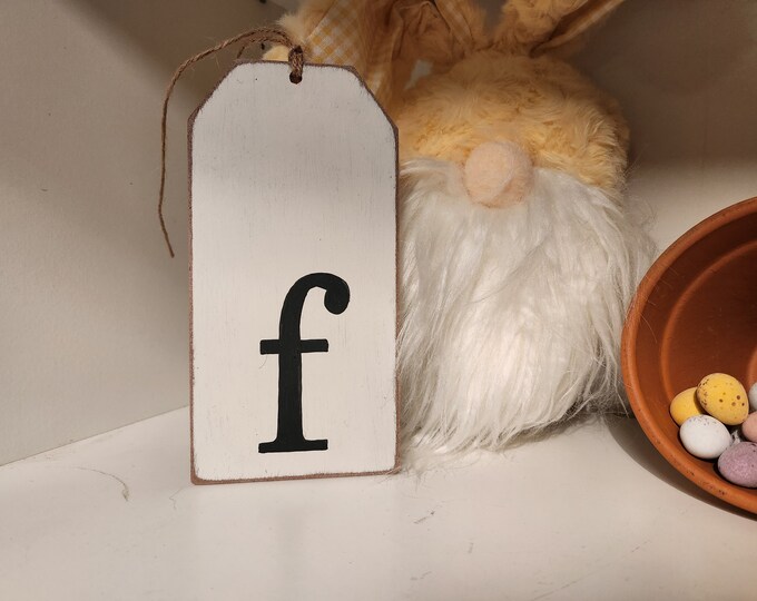 Wooden Gift Tag, Giant, MDF, Stocking Tag, Custom, Personalised, Letter Tag, Hand Lettered, 16cm, letter f