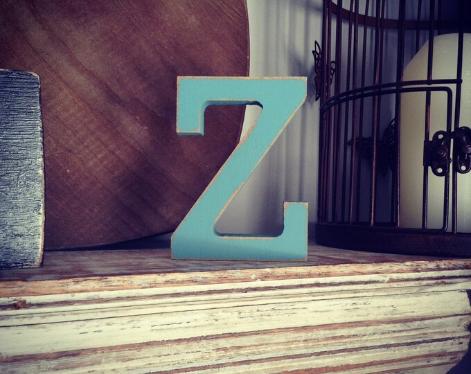 Wooden Letter 'Z'- 20cm- Rockwell Font - various finishes, standing