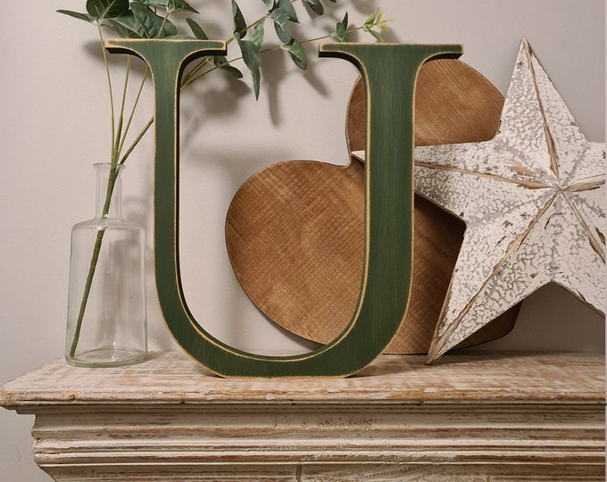 Hand-painted Wooden Letter U - Freestanding - Georgian Font - Various sizes, finishes and colours - 20cm