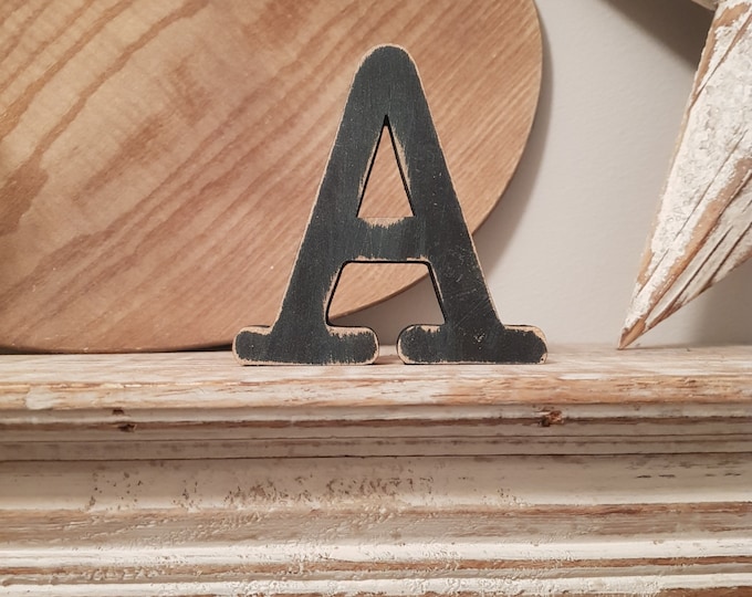 Wooden Letter A – Personalised Name Letter – Nursery Decoration Ideas – Rustic Room Décor – Type Style A – Decorative Wooden Sign - 15cm