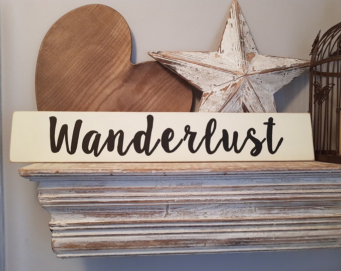 Handmade Wooden Sign - Wanderlust - 60cm