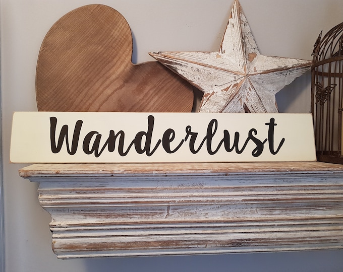 Handmade Wooden Sign - Wanderlust - 60cm