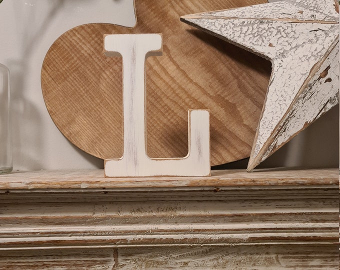 Hand-painted Wooden Letter L - Freestanding - Rockwell Font - Various sizes, finishes and colours - 25cm