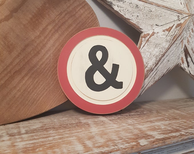 15cm Round Letter & Sign, Monogram, Initial, Wall Art, Home Decor, Rustic Letters, All letters available, typewriter style