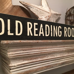 Bemaltes Holzschild - OLD READING ROOM - Rustikal, Vintage, Shabby Chic, handgemacht, schwarz