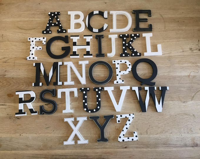 Full Wooden Alphabet - Hand Painted Wooden Letters Set - 26 letters - 12cm high - Rockwell Font