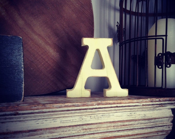 Wooden Letter A – Personalized Name Letter – Nursery Decoration Ideas – Rustic Room Décor – Rockwell Style A – Decorative Wooden Sign, 10cm