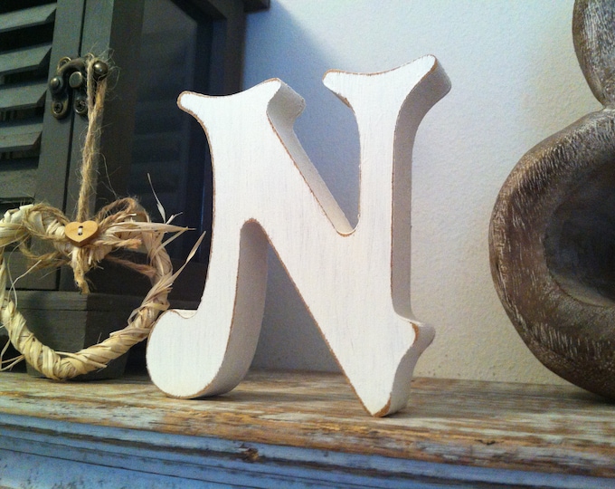 Painted Wooden Letter - N - Victorian Font - Various finishes and colours, standing, 10cm - 30cm