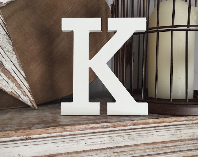 Wooden Letter K – Personalized Name Letter – Nursery Decoration Ideas – Rustic Room Décor – Rockwell Style K – Decorative Wooden Sign - 15cm