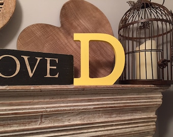 Wooden Letter 'D' - 25cm - Rockwell Font - various finishes, standing