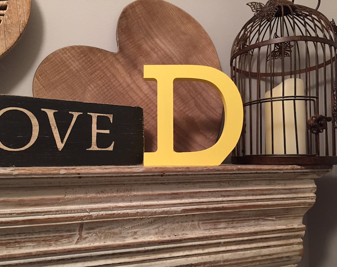 Wooden Letter 'D' - 25cm - Rockwell Font - various finishes, standing
